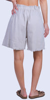 Armonia Linen Shorts - Gigi Moda - Made in Italy # belt loops, elastic waist, elastic waistband, Frayed Edge, Gigi Moda, Linen, Made in Italy, one size, OS, raw edge, shorts, spring, stretchy waistband