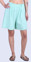 Armonia Linen Shorts - Gigi Moda - Made in Italy # belt loops, elastic waist, elastic waistband, Frayed Edge, Gigi Moda, Linen, Made in Italy, one size, OS, raw edge, shorts, spring, stretchy waistband