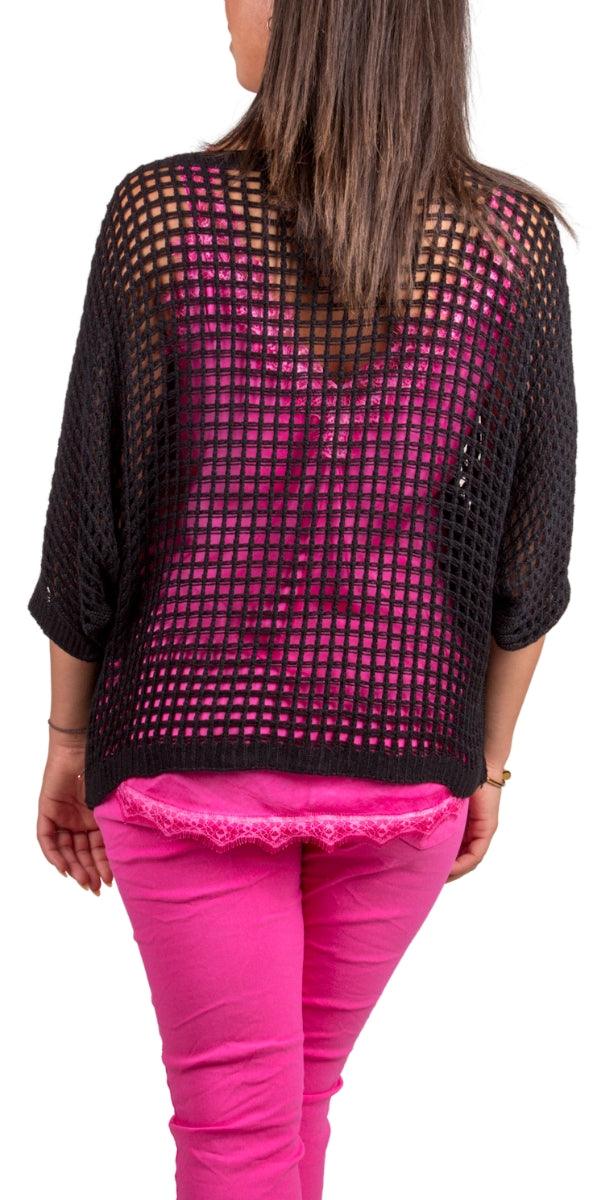 Rosana Knit Sweater - Gigi Moda - Made in Italy # batwing, comforatable fit, Cover Up, Gigi Moda, holes, Knit, knit sweater, made in italy, mesh sweater, shop gigi moda, Sweater, swimsuit cover up, womans clothing