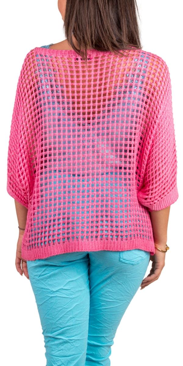 Rosana Knit Sweater - Gigi Moda - Made in Italy # batwing, comforatable fit, Cover Up, Gigi Moda, holes, Knit, knit sweater, made in italy, mesh sweater, shop gigi moda, Sweater, swimsuit cover up, womans clothing