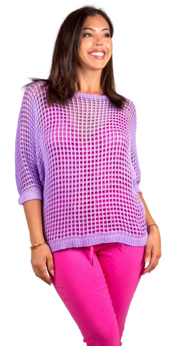 Rosana Knit Sweater - Gigi Moda - Made in Italy # batwing, comforatable fit, Cover Up, Gigi Moda, holes, Knit, knit sweater, made in italy, mesh sweater, shop gigi moda, Sweater, swimsuit cover up, womans clothing