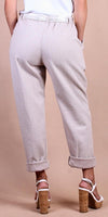 Gemma Jogger Pants - Gigi Moda - Made in Italy # chevron print, cuffed pant, front pockets, Gigi Moda, italian pants, jogger pants, Made in Italy, maxretail, Pockets, rhinestone, shop gigi moda, tie belt, waist tie belt