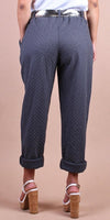 Gemma Jogger Pants - Gigi Moda - Made in Italy # chevron print, cuffed pant, front pockets, Gigi Moda, italian pants, jogger pants, Made in Italy, maxretail, Pockets, rhinestone, shop gigi moda, tie belt, waist tie belt