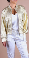 Ornella Bomber Jacket - Gigi Moda - Made in Italy # bomber jacket, cinched waist, Gigi Moda, Italian jacket, Jacket, Made in Italy, maxretail, Metallic, metallic shine, Pockets, retro jacket, zip up, Zipper