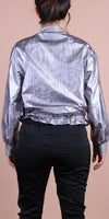 Ornella Bomber Jacket - Gigi Moda - Made in Italy # bomber jacket, cinched waist, Gigi Moda, Italian jacket, Jacket, Made in Italy, maxretail, Metallic, metallic shine, Pockets, retro jacket, zip up, Zipper