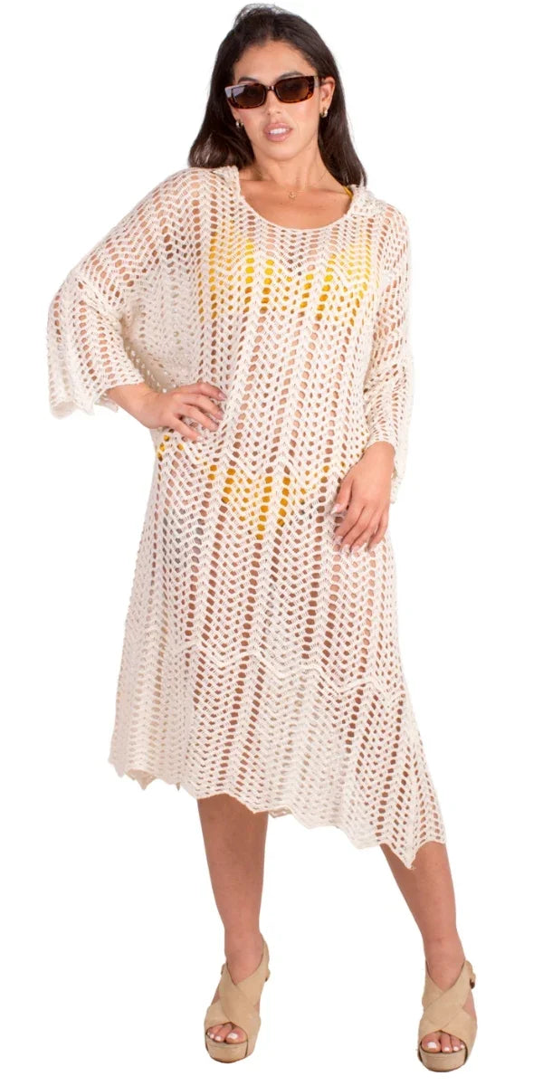 Baia Crochet Dress Cover Up White Baia Crochet Dress Cover Up White