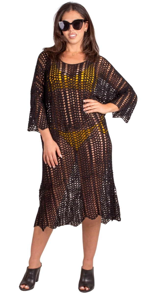 Baia Crochet Dress Cover Up - Gigi Moda - Made in Italy # beach dress, Cover Up, Crochet, crochet dress, Gigi Moda, made in italy, midi dress, resort dress, resort wear, swimsuit cover up