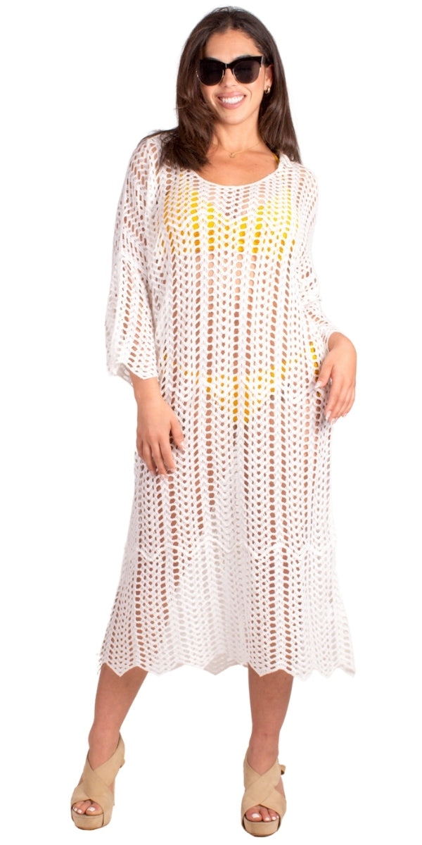 Baia Crochet Dress Cover Up - Gigi Moda - Made in Italy # beach dress, Cover Up, Crochet, crochet dress, Gigi Moda, made in italy, midi dress, resort dress, resort wear, swimsuit cover up