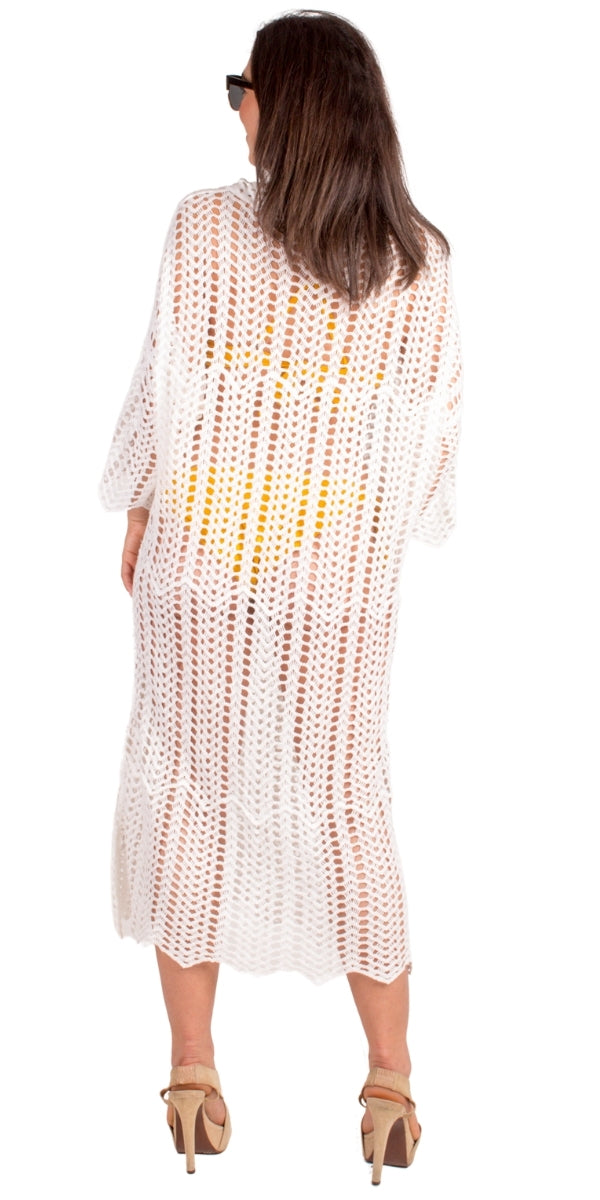 Baia Crochet Dress Cover Up - Gigi Moda - Made in Italy # beach dress, Cover Up, Crochet, crochet dress, Gigi Moda, made in italy, midi dress, resort dress, resort wear, swimsuit cover up