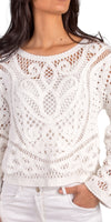 Mirella Crochet Top - Gigi Moda - Made in Italy # bohemian, Cotton, Crochet, crochet top, Gigi Moda, Long Sleeve, Made in Italy, one size, Top