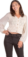 La Grazia Crochet Cardigan - Gigi Moda - Made in Italy # bohemian, button down, Cardigan, Cotton, Crochet, crochet top, Crop Top, Gigi Moda, Knit Cardigan, Long Sleeve, Made in Italy, one size, sheer sleeves, Top