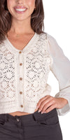 La Grazia Crochet Cardigan - Gigi Moda - Made in Italy # bohemian, button down, Cardigan, Cotton, Crochet, crochet top, Crop Top, Gigi Moda, Knit Cardigan, Long Sleeve, Made in Italy, one size, sheer sleeves, Top