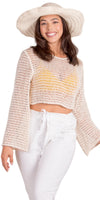 Estivo Crochet Top - Gigi Moda - Made in Italy # Bell sleeve, bohemian, Cotton, Crochet, crochet top, Crop Top, Gigi Moda, Long Sleeve, Made in Italy, one size, Top