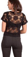 Diletta Crochet Cardigan - Gigi Moda - Made in Italy # bohemian, button down, Cardigan, Cotton, Crochet, crochet top, Crop Top, floral, floral design, Gigi Moda, Knit Cardigan, Made in Italy, one size, short sleeve, Top