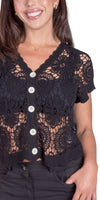 Diletta Crochet Cardigan - Gigi Moda - Made in Italy # bohemian, button down, Cardigan, Cotton, Crochet, crochet top, Crop Top, floral, floral design, Gigi Moda, Knit Cardigan, Made in Italy, one size, short sleeve, Top