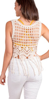 Nikki Crochet Tank - Gigi Moda - Made in Italy # bohemian, Cotton, Cover Up, Crochet, crochet top, Crop Top, Fringe, Gigi Moda, Made in Italy, one size, swimsuit cover up, tank, Tank Top, Top
