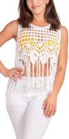 Nikki Crochet Tank - Gigi Moda - Made in Italy # bohemian, Cotton, Cover Up, Crochet, crochet top, Crop Top, Fringe, Gigi Moda, Made in Italy, one size, swimsuit cover up, tank, Tank Top, Top