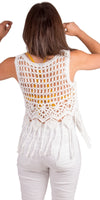 Nikki Crochet Tank - Gigi Moda - Made in Italy # bohemian, Cotton, Cover Up, Crochet, crochet top, Crop Top, Fringe, Gigi Moda, Made in Italy, one size, swimsuit cover up, tank, Tank Top, Top