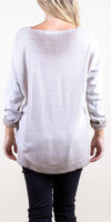 Messina Sweater - Shop Gigi Moda - Made in Italy # casual sweater, front pocket, Gigi Moda, Italian Sweater, knit sweater, Made in Italy, Pocket, Sweater, V Neck