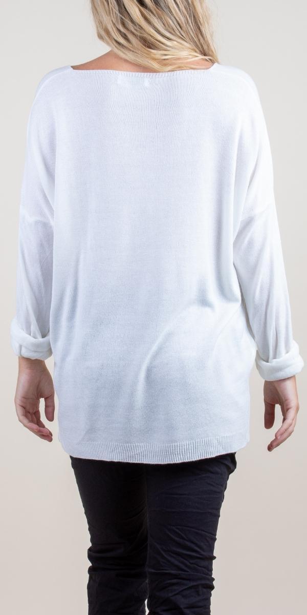 Messina Sweater - Gigi Moda - Made in Italy # casual sweater, front pocket, Gigi Moda, Italian Sweater, knit sweater, Made in Italy, Pocket, Sweater, V Neck