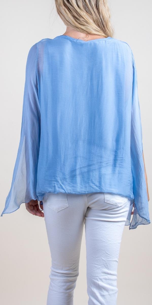 Parma Silk Blouse - Gigi Moda - Made in Italy # 100% Silk, Balloon Hem, Bell sleeve, Blouse, Gigi Moda, italian top, Made in Italy, OS, Silk, silk blouse, Silk top, Top