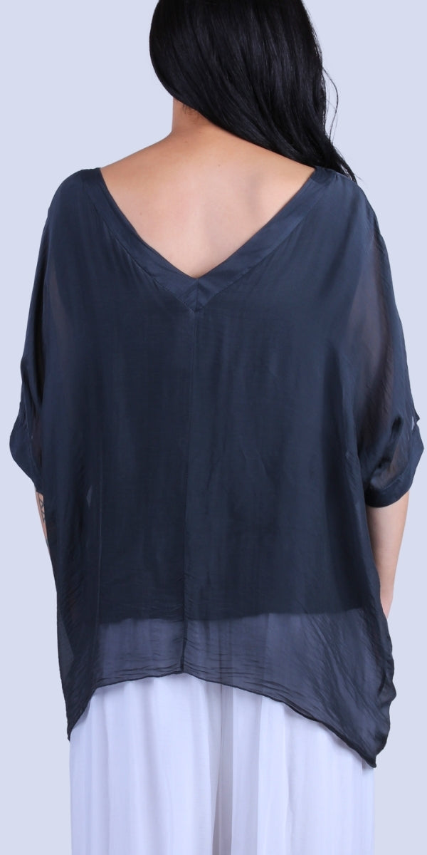 Lizane Blouse - Gigi Moda - Made in Italy # 100% Silk, Black, Blouse, blue, clothing for women, Comfortable, comfy, cream, double V neck, Gigi Moda, gigi moda. made in italy, gigimoda, italian blouse, italian boutique, italian brand, italian clothes, Italian Clothing, italian silk, layered, Layers, Made in Italy, one size, online shopping, OS, pink, resort, resort wear, shop gigi moda, shop online, Silk, silk blouse, Top, v-neck, washable, white