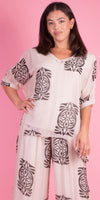 Lizane Tribal Print Blouse - Gigi Moda - Made in Italy # Blouse, clothing for women, Comfortable, comfy, double V neck, Gigi Moda, gigi moda. made in italy, gigimoda, italian blouse, italian brand, italian clothes, Italian Clothing, italian silk, layered, Layers, Made in Italy, one size, online shopping, OS, resort, resort wear, shop gigi moda, Silk, silk blouse, Top, tribal print, v-neck