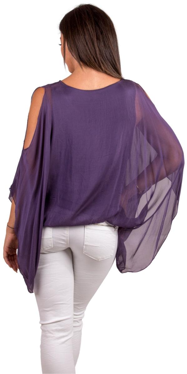 Seta Spalla Blouse - Gigi Moda - Made in Italy # Blouse, Drape, Made in Italy, OS, Top