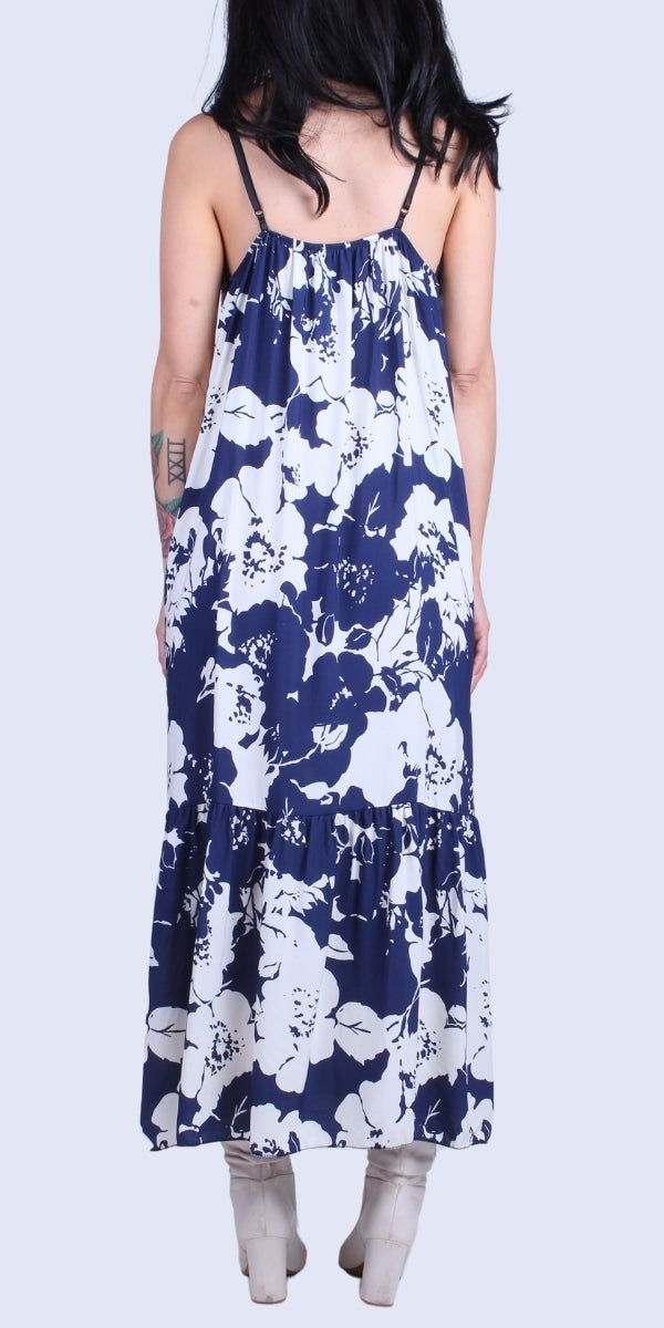 Savona Floral Dress - Gigi Moda - Made in Italy # adjustable straps, Dress, floral, floral design, Floral Print, gigi moda, lace trim, lace v-neck, Made in Italy, Maxi, maxretail, resort wear, ruffled hem, slip dress, spaghetti strap dress, Spaghetti Straps, v neck