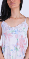 Savona Watercolor Dress - Gigi Moda - Made in Italy # adjustable straps, Dress, floral, floral design, Floral Print, gigi moda, lace trim, lace v-neck, Made in Italy, Maxi, maxretail, resort wear, ruffled hem, slip dress, spaghetti strap dress, Spaghetti Straps, v neck, watercolor