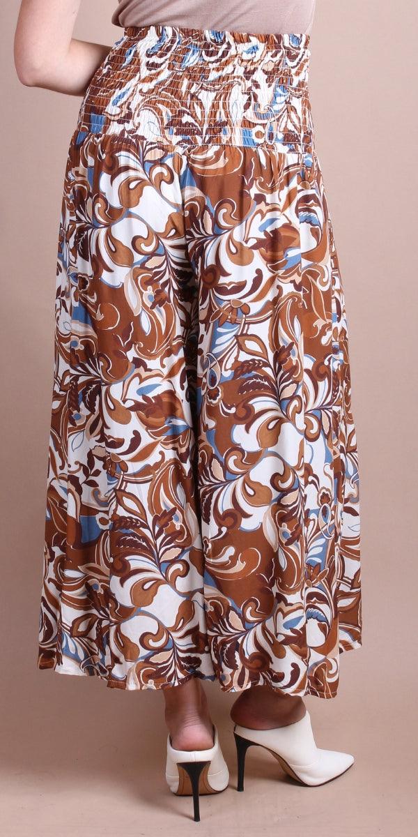 Floral Jasper Pant - Gigi Moda - Made in Italy # elastic waist, Floral Print, gigi moda, Made in Italy, paisley print, Pants, ruched, WIDE LEG