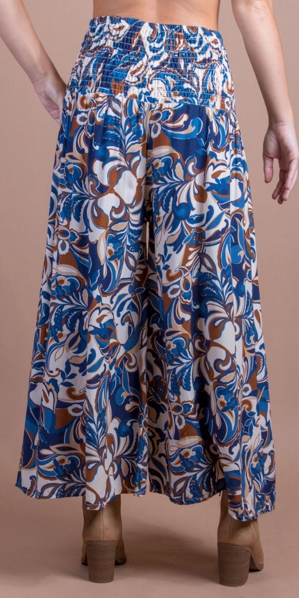 Floral Jasper Pant - Gigi Moda - Made in Italy # elastic waist, Floral Print, gigi moda, Made in Italy, paisley print, Pants, ruched, WIDE LEG