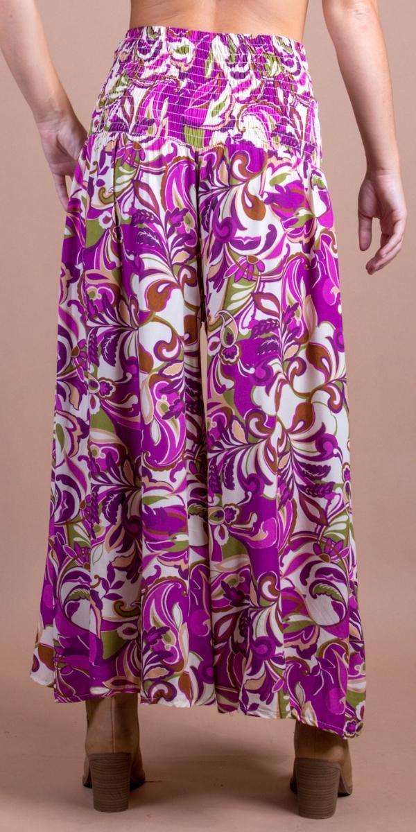 Floral Jasper Pant - Gigi Moda - Made in Italy # elastic waist, Floral Print, gigi moda, Made in Italy, paisley print, Pants, ruched, WIDE LEG
