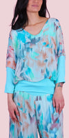 Cavoli Artista Blouse - Gigi Moda - Made in Italy # Abstract, abstract print, Blouse, elastic waistband, Gigi Moda, gigi moda. made in italy, italian silk, italian top, Long Sleeve, Made in Italy, shop gigi moda, Silk, Silk top, Top, watercolor, Watercolor Print