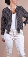 Accona Bomber Jacket - Gigi Moda - Made in Italy # abstract print, block print, bomber jacket, Gigi Moda, Italian jacket, Jacket, Made in Italy, zip up, Zipper