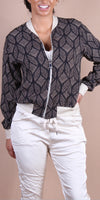 Accona Bomber Jacket - Gigi Moda - Made in Italy # abstract print, block print, bomber jacket, Gigi Moda, Italian jacket, Jacket, Made in Italy, zip up, Zipper