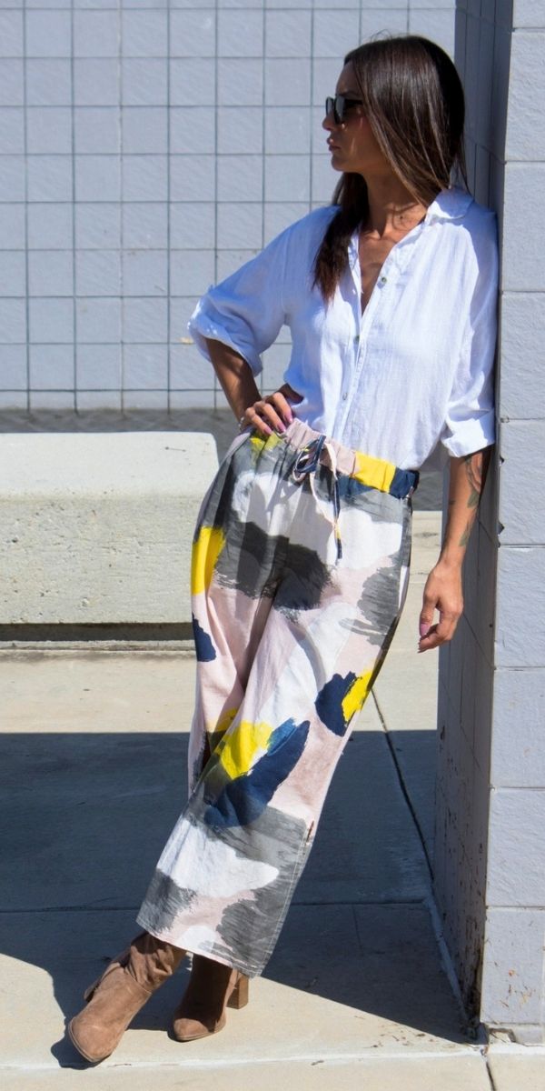 Giulana Brushstroke Capri Pants