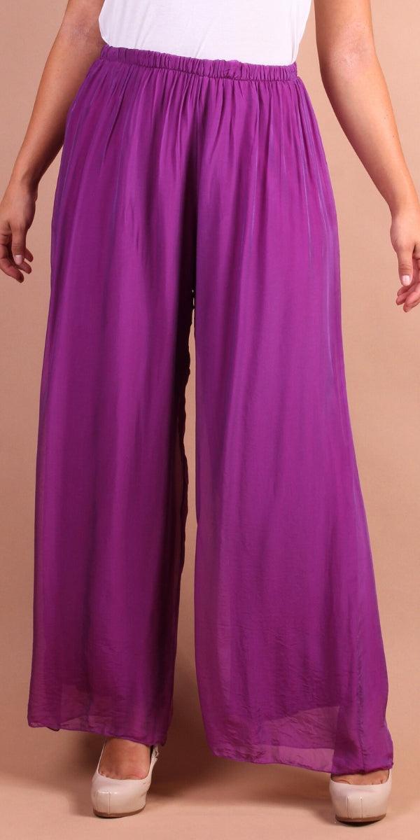 Angelo Silk Pant - Gigi Moda - Made in Italy # 100% Silk, bohemian, comfortable, Double Layer, Elastic Waist Palazzo, free shipping, Gigi Moda, Made in Italy, one size, palazzo, Pant, shop gigi moda, Silk, viscose