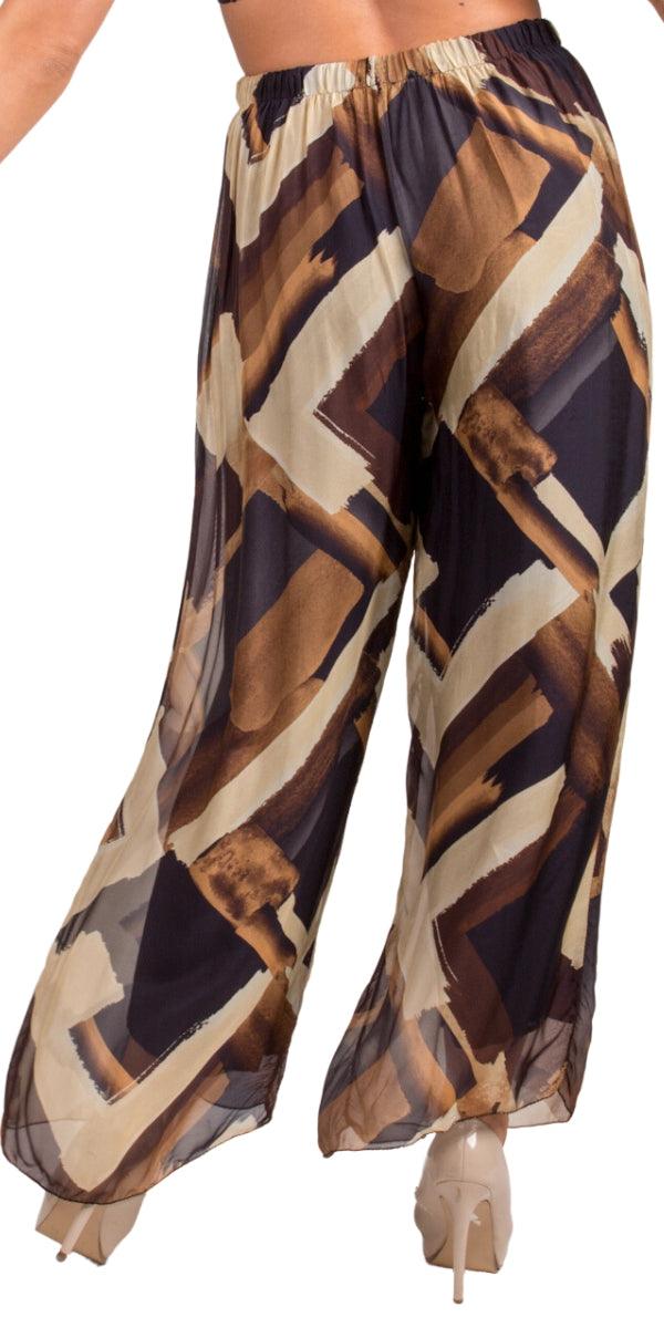 Angelo Brushstroke Silk Pant - Gigi Moda - Made in Italy # 100% Silk, bohemian, comfortable, Double Layer, Elastic Waist Palazzo, free shipping, Gigi Moda, Made in Italy, one size, palazzo, Pant, shop gigi moda, Silk, viscose