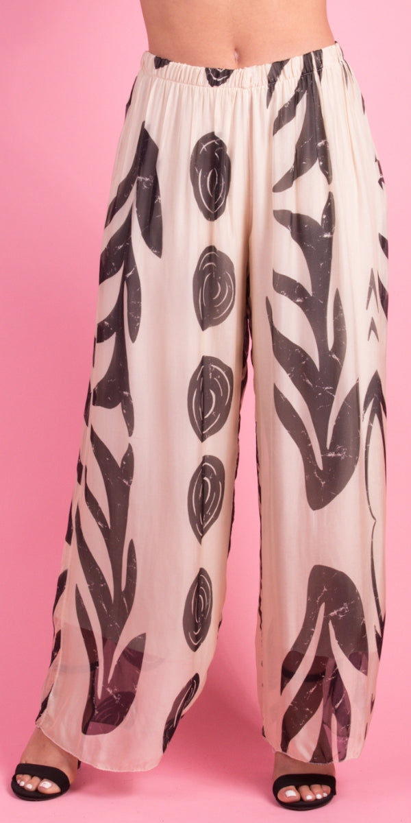 Angelo Esotico Silk Pant - Gigi Moda - Made in Italy # 100% Silk, bohemian, comfortable, Double Layer, Elastic Waist Palazzo, free shipping, Gigi Moda, Made in Italy, one size, palazzo, Pant, shop gigi moda, Silk, tribal print, viscose
