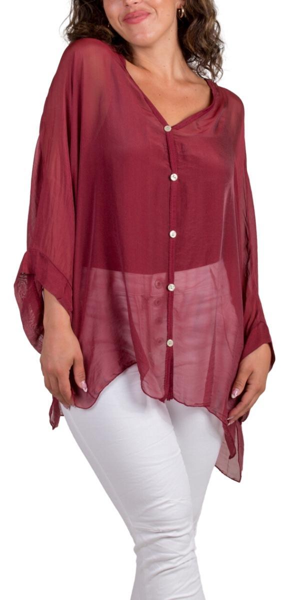 Angelo Silk Blouse - Gigi Moda - Made in Italy # 100% Silk, 2 piece, Blouse, button down, button up, comforatable fit, Dolman sleeve, dolman sleeves, italian silk top, made in italy, matching set, silk blouse, Silk top, Tops, womans clothing