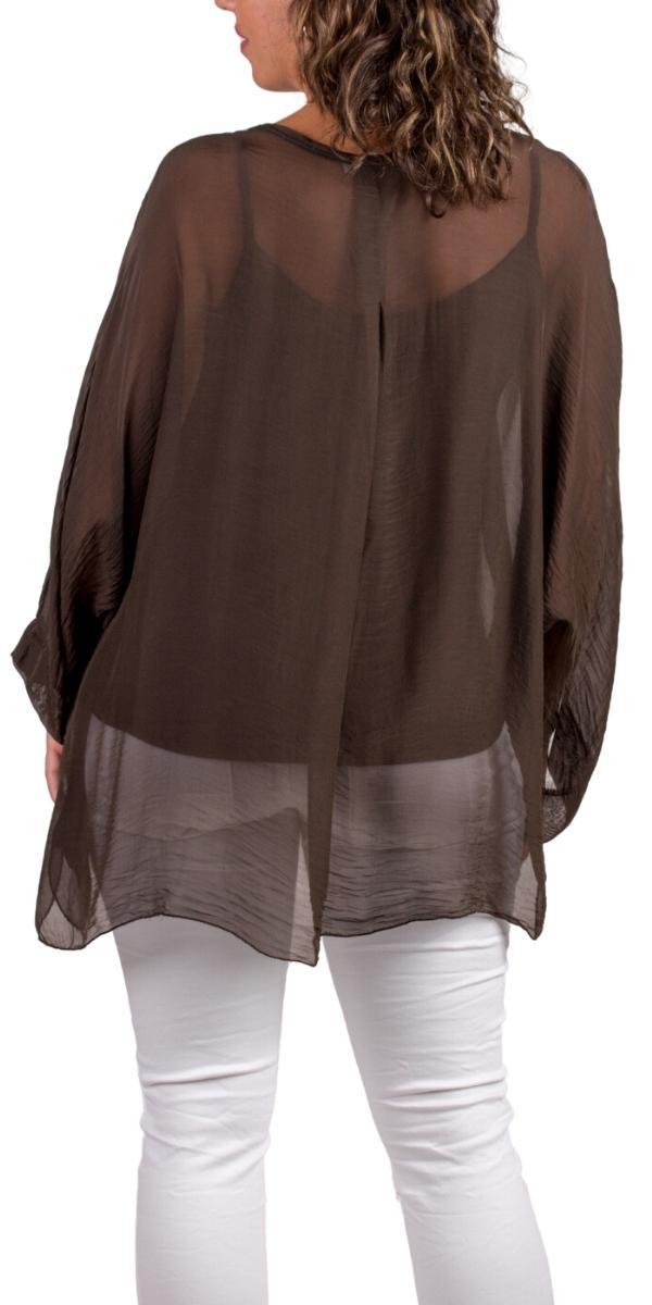 Angelo Silk Blouse - Gigi Moda - Made in Italy # 100% Silk, 2 piece, Blouse, button down, button up, comforatable fit, Dolman sleeve, dolman sleeves, italian silk top, made in italy, matching set, silk blouse, Silk top, Tops, womans clothing