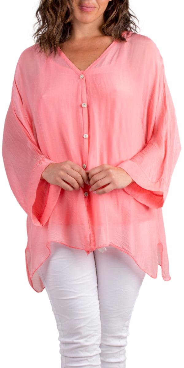 Angelo Silk Blouse - Gigi Moda - Made in Italy # 100% Silk, 2 piece, Blouse, button down, button up, comforatable fit, Dolman sleeve, dolman sleeves, italian silk top, made in italy, matching set, silk blouse, Silk top, Tops, womans clothing