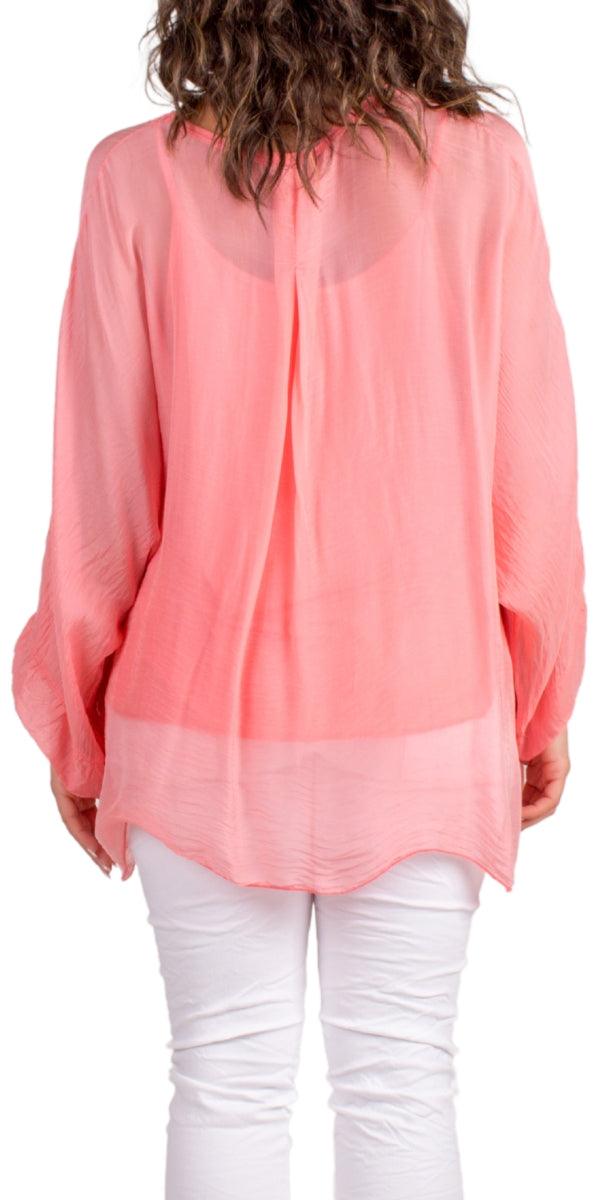 Angelo Silk Blouse - Gigi Moda - Made in Italy # 100% Silk, 2 piece, Blouse, button down, button up, comforatable fit, Dolman sleeve, dolman sleeves, italian silk top, made in italy, matching set, silk blouse, Silk top, Tops, womans clothing