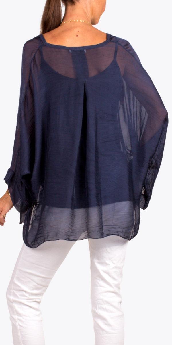 Angelo Silk Blouse - Gigi Moda - Made in Italy # 100% Silk, 2 piece, Blouse, button down, button up, comforatable fit, Dolman sleeve, dolman sleeves, italian silk top, made in italy, matching set, silk blouse, Silk top, Tops, womans clothing