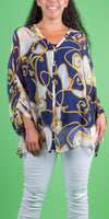 Angelo Baroque Silk Blouse - Shop Gigi Moda - Made in Italy # 100% Silk, 2 piece, baroque, Blouse, button down, button up, comforatable fit, Dolman sleeve, dolman sleeves, italian silk top, made in italy, silk blouse, Silk top, Tops, womans clothing