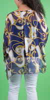 Angelo Baroque Silk Blouse - Shop Gigi Moda - Made in Italy # 100% Silk, 2 piece, baroque, Blouse, button down, button up, comforatable fit, Dolman sleeve, dolman sleeves, italian silk top, made in italy, silk blouse, Silk top, Tops, womans clothing