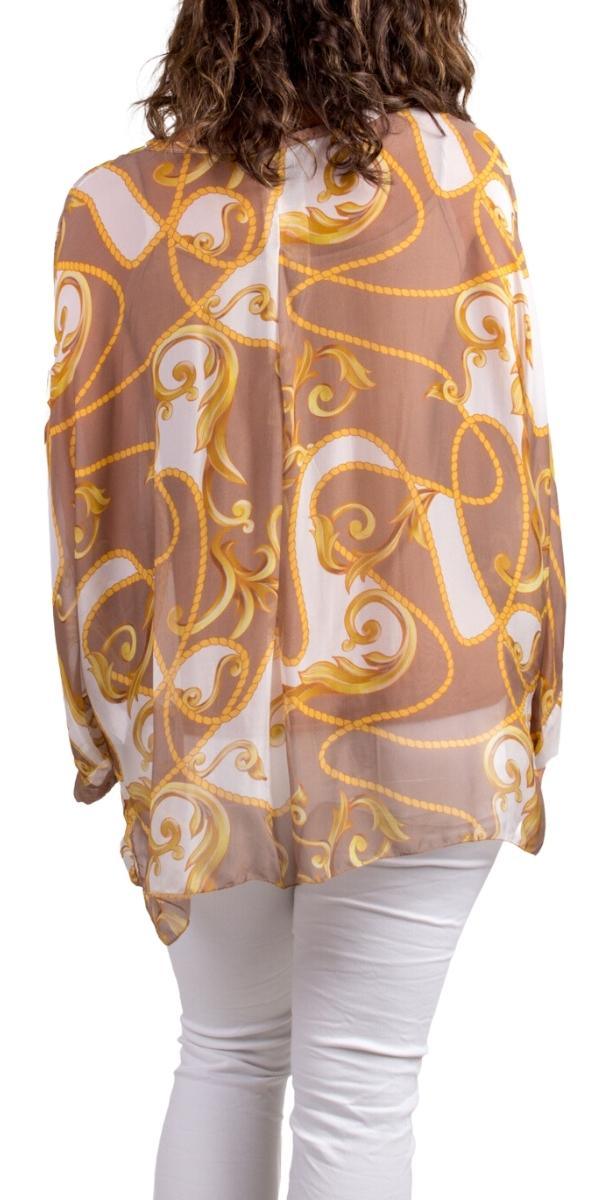 Angelo Baroque Silk Blouse - Gigi Moda - Made in Italy # 100% Silk, 2 piece, baroque, Blouse, button down, button up, comforatable fit, Dolman sleeve, dolman sleeves, italian silk top, made in italy, silk blouse, Silk top, Tops, womans clothing