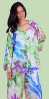 Angelo Tropical Silk Blouse - Gigi Moda - Made in Italy # 2 piece, Blouse, button down, button up, comforatable fit, Dolman sleeve, dolman sleeves, floral, floral design, Floral Print, italian silk top, made in italy, silk blouse, Silk top, Tops, tropical, tropical print, womans clothing