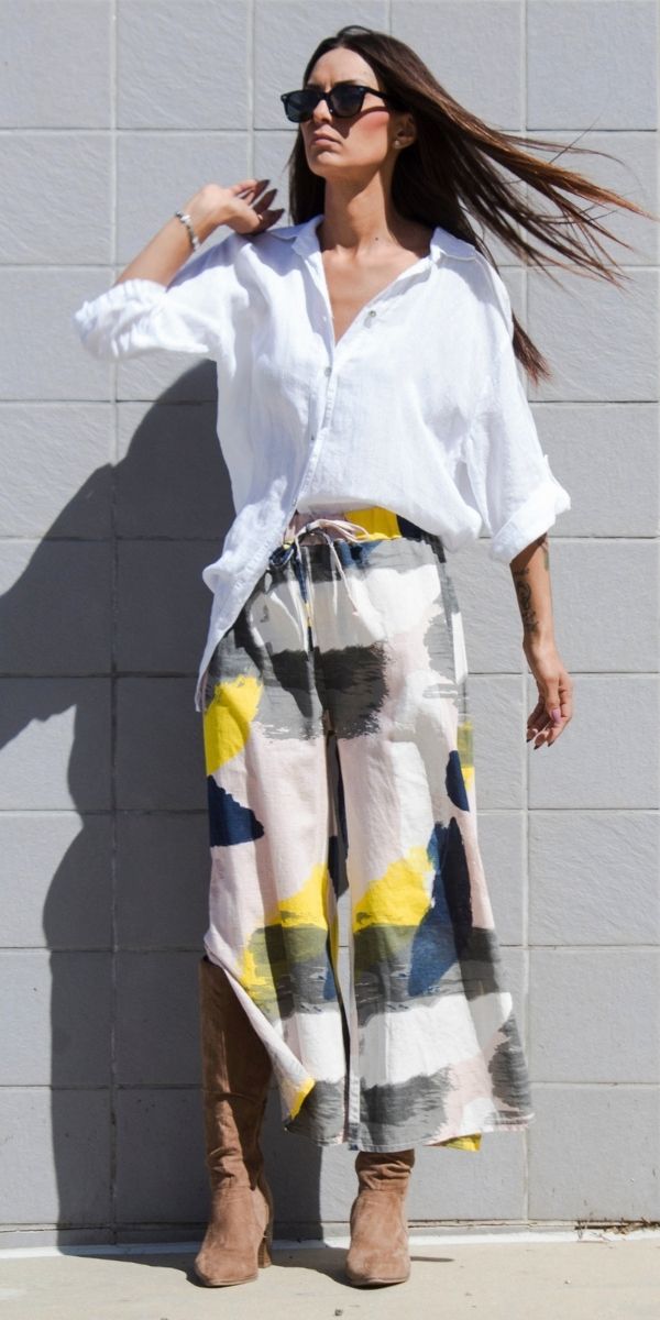 Giulana Brushstroke Capri Pants